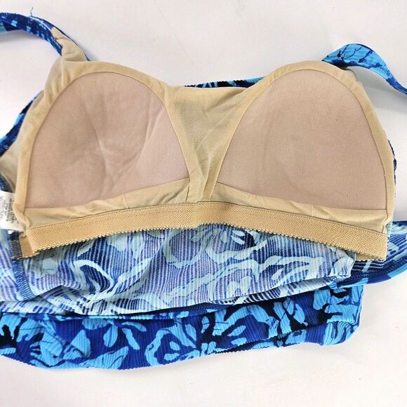 Vintage 90s/ Y2K Catalina Swimsuit Plus Size 1XL(16W) 1pc Blue Floral Ribbed - Picture 6 of 13